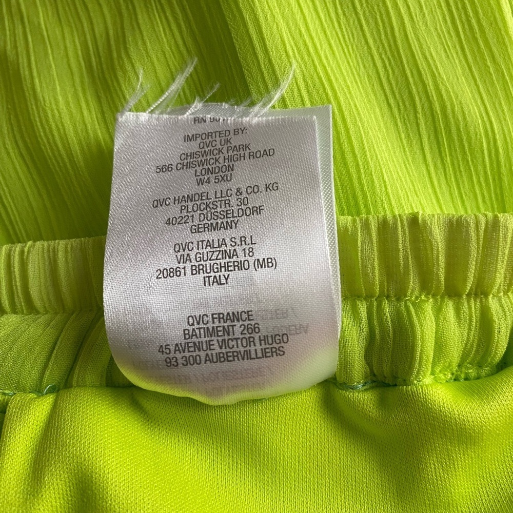 Linea by Louis Dell'Olio Women’s Sz Large Crinkled Lime Green Tiered Midi Skirt - Picture 7 of 7